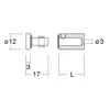 Kiinnityskappale Ø12 mm; T: 3mm, L: 20mm 6-8mm lasille, RST AISI303