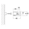Lasinkiinnike D 22mm, RST T 10x17mm; L 40mm