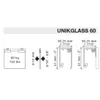 UNIKGLASS6 0 liukuovi sarja, 8mm lasille sarja 3m kiskolla