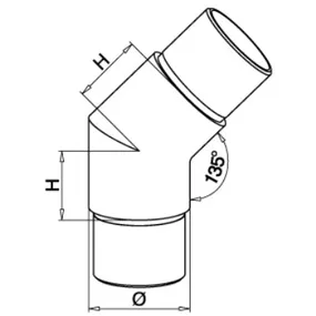 Kulmakappale 2-suunta, 135° putkelle 42,4x2mm, AISI304