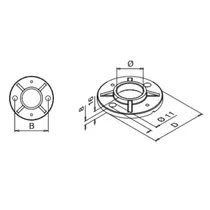 Kaidentolpan hitsattava laippa putkelle Ø42,4 mm, D: 100 mm, AISI304