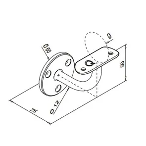 Käsijohteen kiinnityskappale d 42,4 mm putkelle, RST  AISI 304