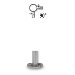 Kaidetolppa asenn.laip. 90, 4 kpl reikää h 970 mm, putkelle 42,4x2 mm, AISI 304