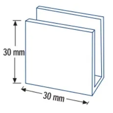 Kulmikas lasinkannatin 15*30*30mm lasille 6-8mm, musta RAL9005