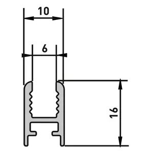 H-profiil 10x16mm L=2,2 anod. alum. Sopii tiivisteiden kanssa