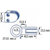 Kiinnityskappale putkelle D 33mm lasille 6-8 mm, alumiinivär. maalattu