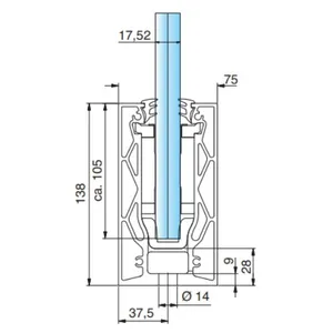 Kokolasikaide profiili cp-1404 lattia-kiinitykselle, lasille 17,52mm