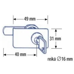 Kielilukko mattaniklattu lasille 4-8 mm