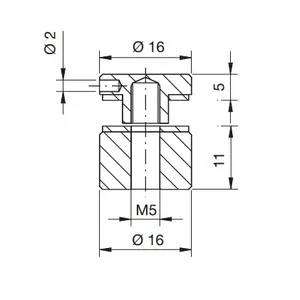 Pistekiinnityshela D 16 mm  RST pyöröharjattu