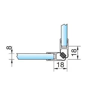 Magneettiprofiili 90° (2x45°) kirkas, 6/8 mm lasille