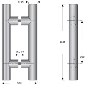 Vedinpari silver L=300mm Lasille 10-12 mm, silver