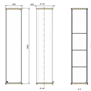 Tyfon kokolasivitriini 400x400x1800mm, 3 hyllyä