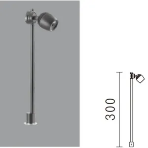 LED kohdevalaisin putkelle, anod. alum. Input:350mA, LED:Osram GD Plus 1,2W