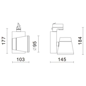 LED kiskovalaisin, väri 3000K, 25,5W, 36V valkoinen, Heijastimen kulma 70*