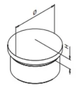 Päätykappale Ø42mm putkelle AISI304, vastava 13072924212