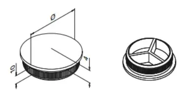 Päätykappale kaareva, lyötävä, putkelle  42,4x2,0 mm, AISI 304, (13572-242-12)