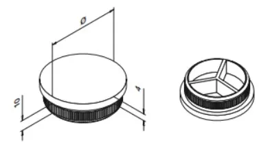 Päätykappale sileä, lyötävä putkelle Ø 42,4x2,0 mm, AISI 304