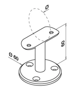 Johdinputken kannatin 42.4mm putkelle, AISI 304