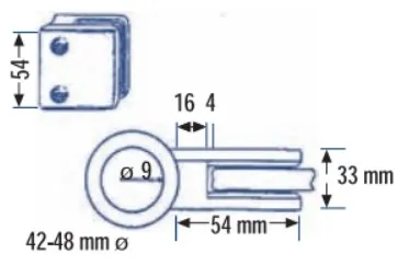 Kiinnityskappale putkelle R48 lasille 6-mm, kiiltäväkromattu