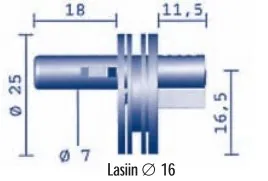 Liukuovilukko mattakromi sama avain, reikä lasin 16 mm