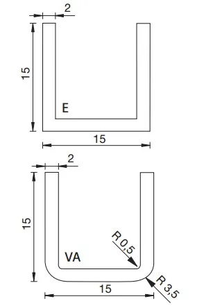 U-Profil 15x15x15x2mm naturfar