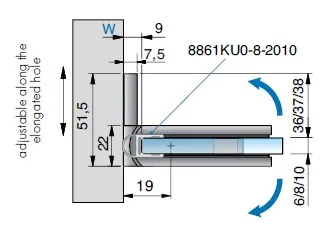 Suihku sarana Flamea+, lasi-seinä 90° 8-10mm lasille, kiiltävä kromi 45kg