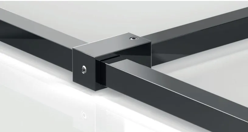 Liitin 2 kannattimelle putkelle 15x15mm musta