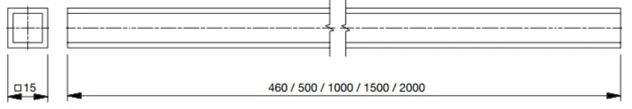 Kanttoru 15x15x2mm, L=1000mm must