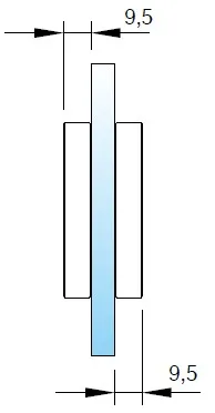 Kuppivedin liimattava 2-puoleinen, Ø60x9,5mm lasille 6-13,52 mm, matta musta
