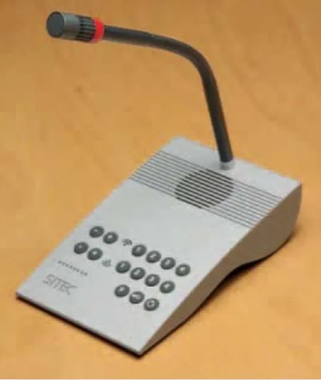 Virkailijan pöytäyksikkö Desktop Main Control hopeavärinen sis. joutsenkaulamikrofoonin