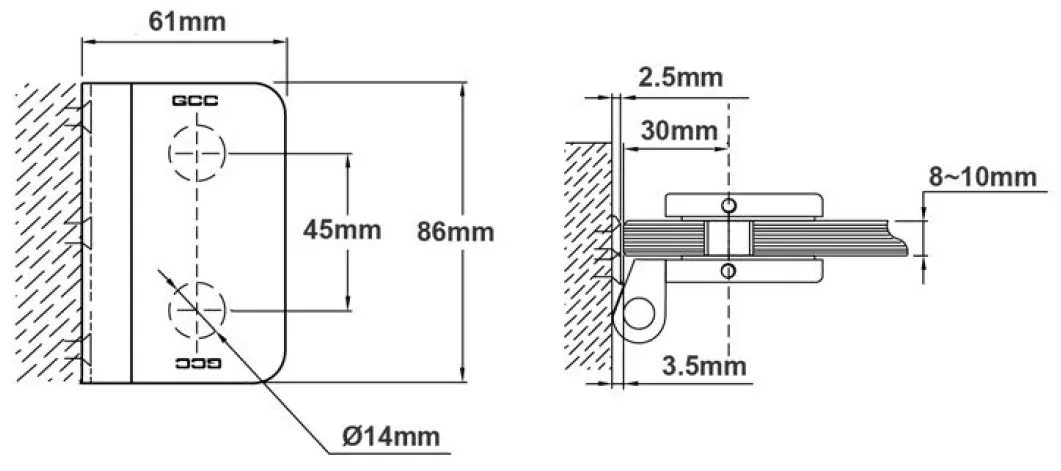 Sarana PILOT pari luonnonväri anodisointi 8-10 mm lasille, 60kg per pari
