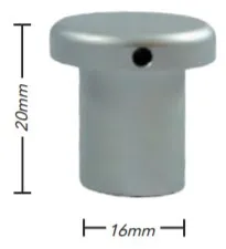 Opastehela, alumiinia, halkaisija 16 mm, pituus 20 mm, hatun halkaisija 25 mm