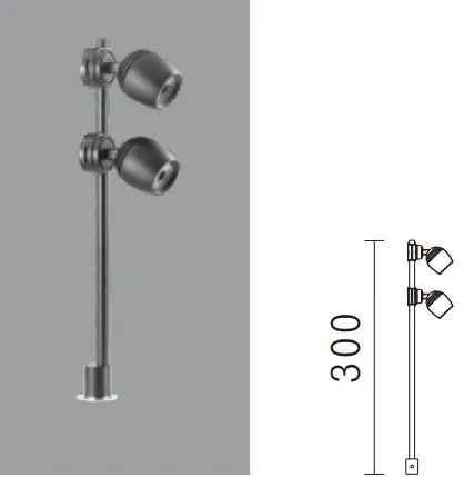 LED 2 kpl kohdevalaisin putkelle, anod. alum. Input:350mA, LED:Osram GD Plus 1.2Wx2